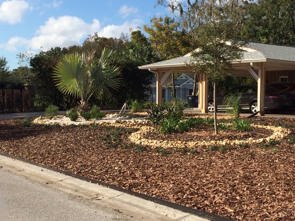 Florida back yard after landscaping.