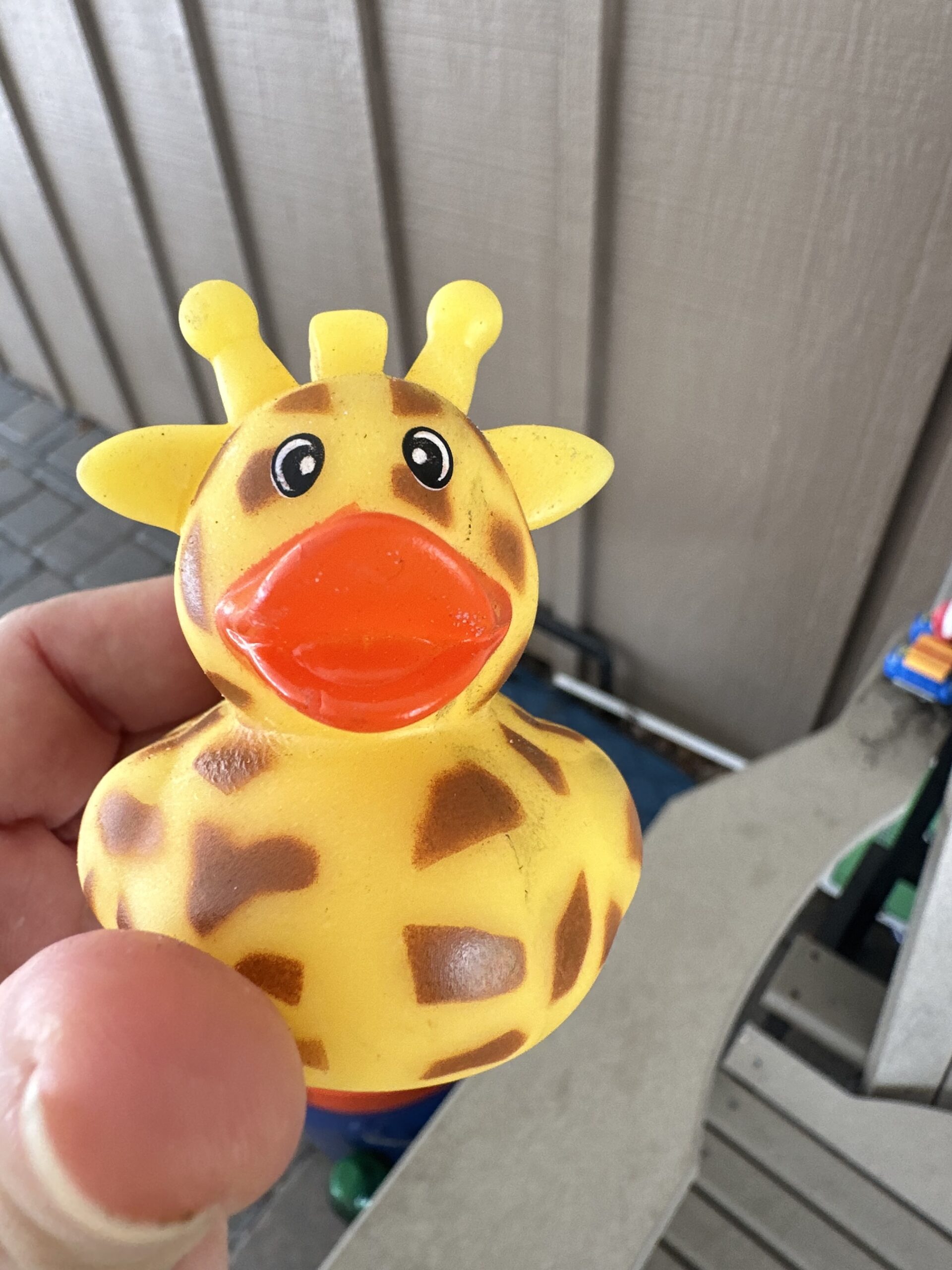 Small yellow giraffe toy.